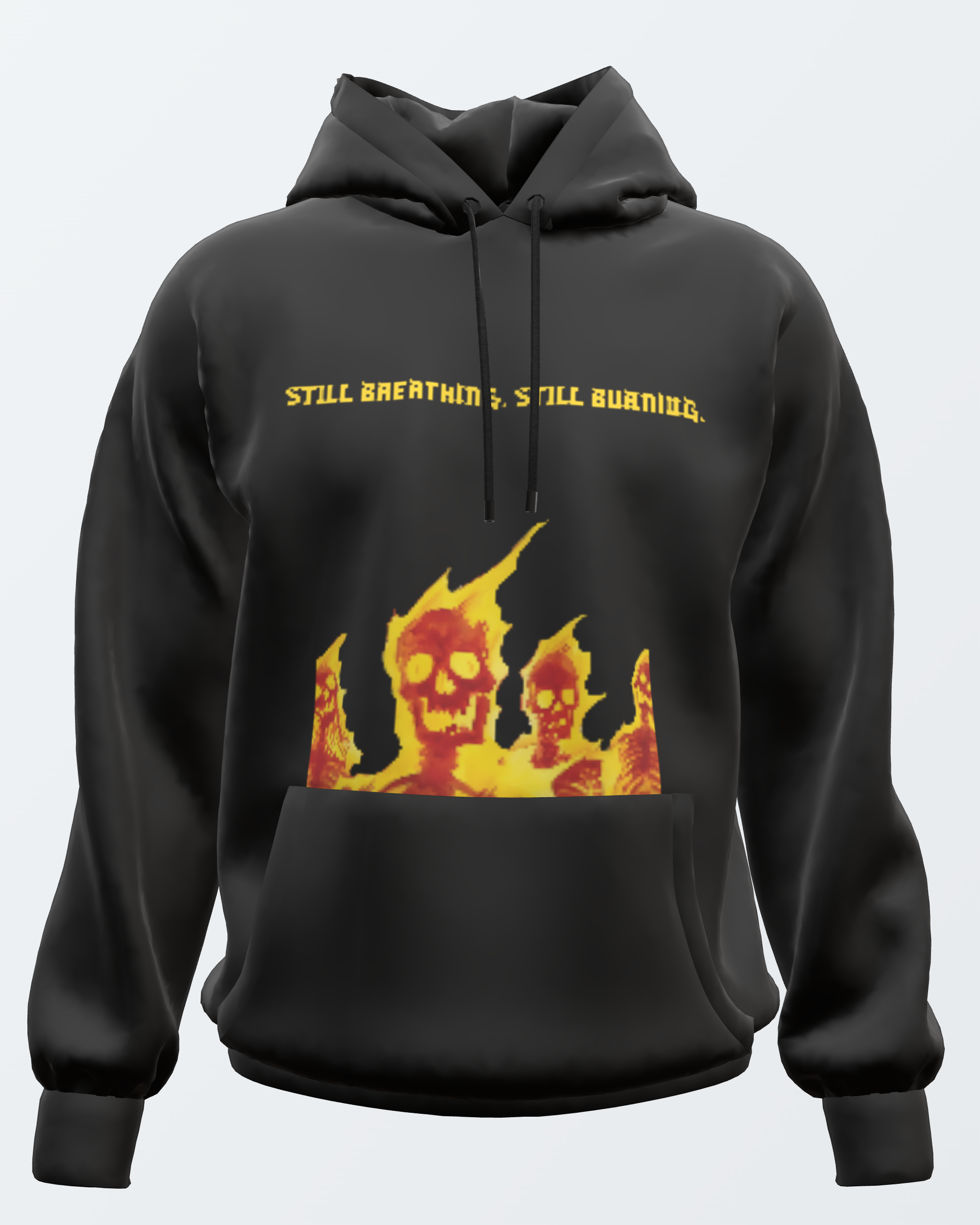 Still Burning black hoodie with graphic print