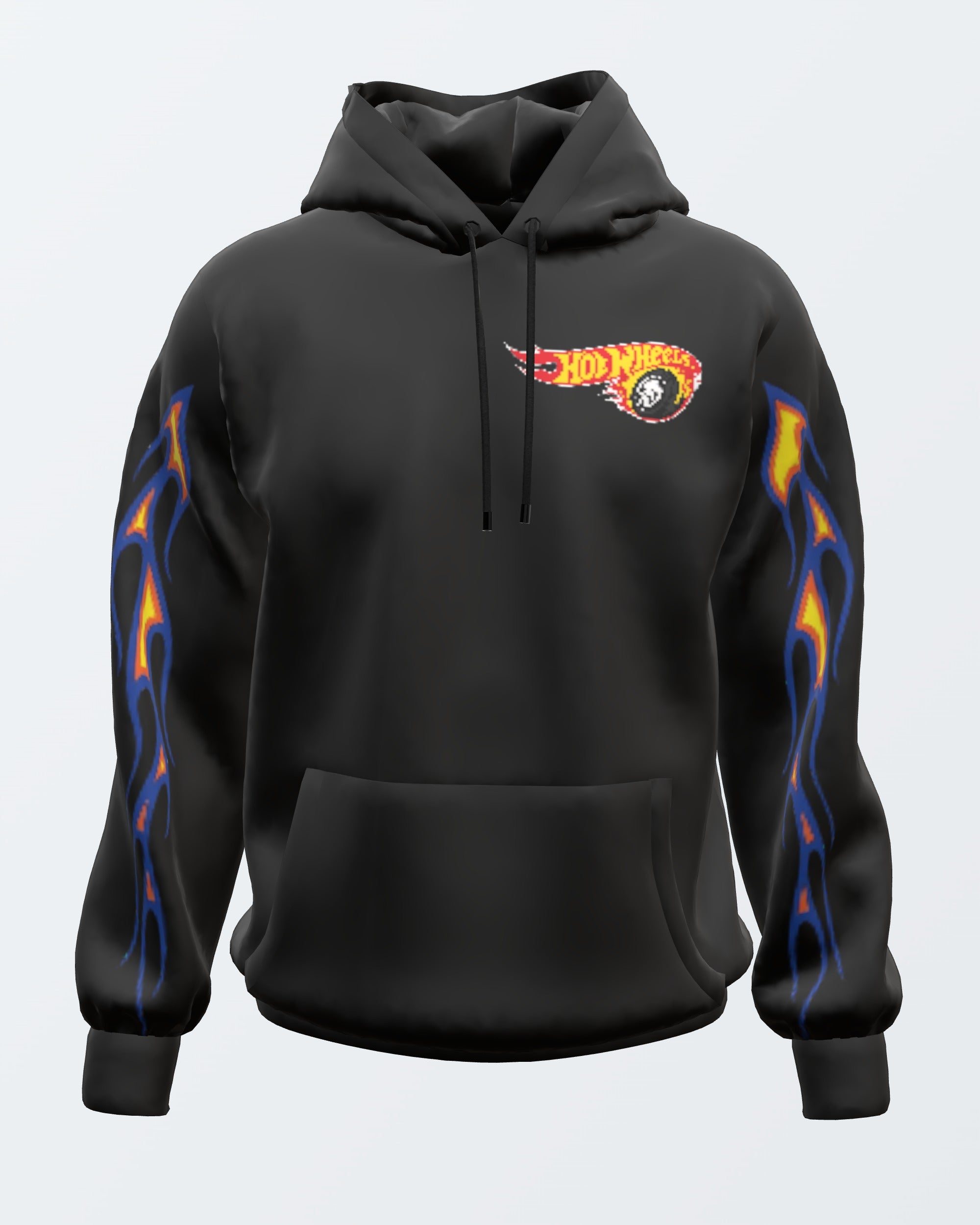 Hot Wheels black hoodie with racing inspired graphic print