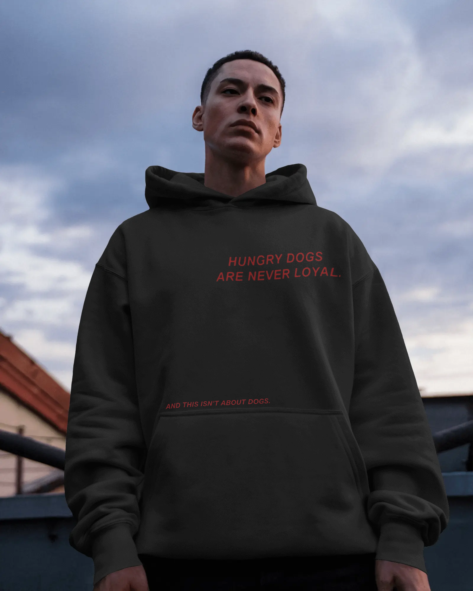 Loyalty Hustle black hoodie with bold statement print