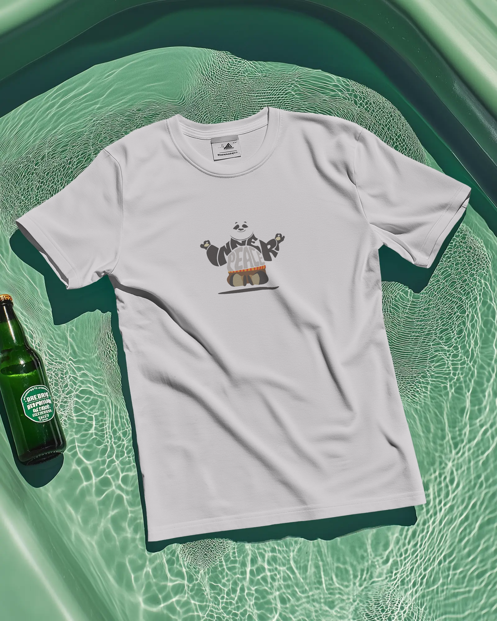 Inner Peace t-shirt in off white beige and lavender with minimal print, view 3