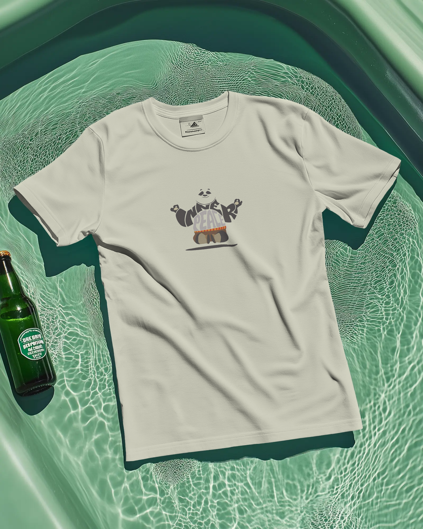 Inner Peace t-shirt in off white beige and lavender with minimal print, view 2