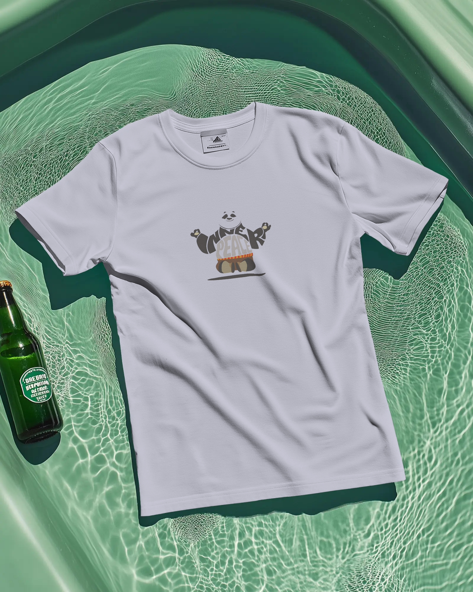 Inner Peace t-shirt in off white beige and lavender with minimal print