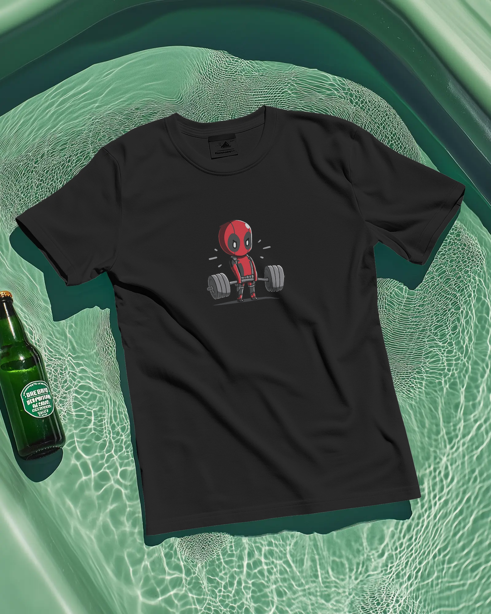 Deadpool Lifting gym t-shirt in black beige and lavender with lifting graphic