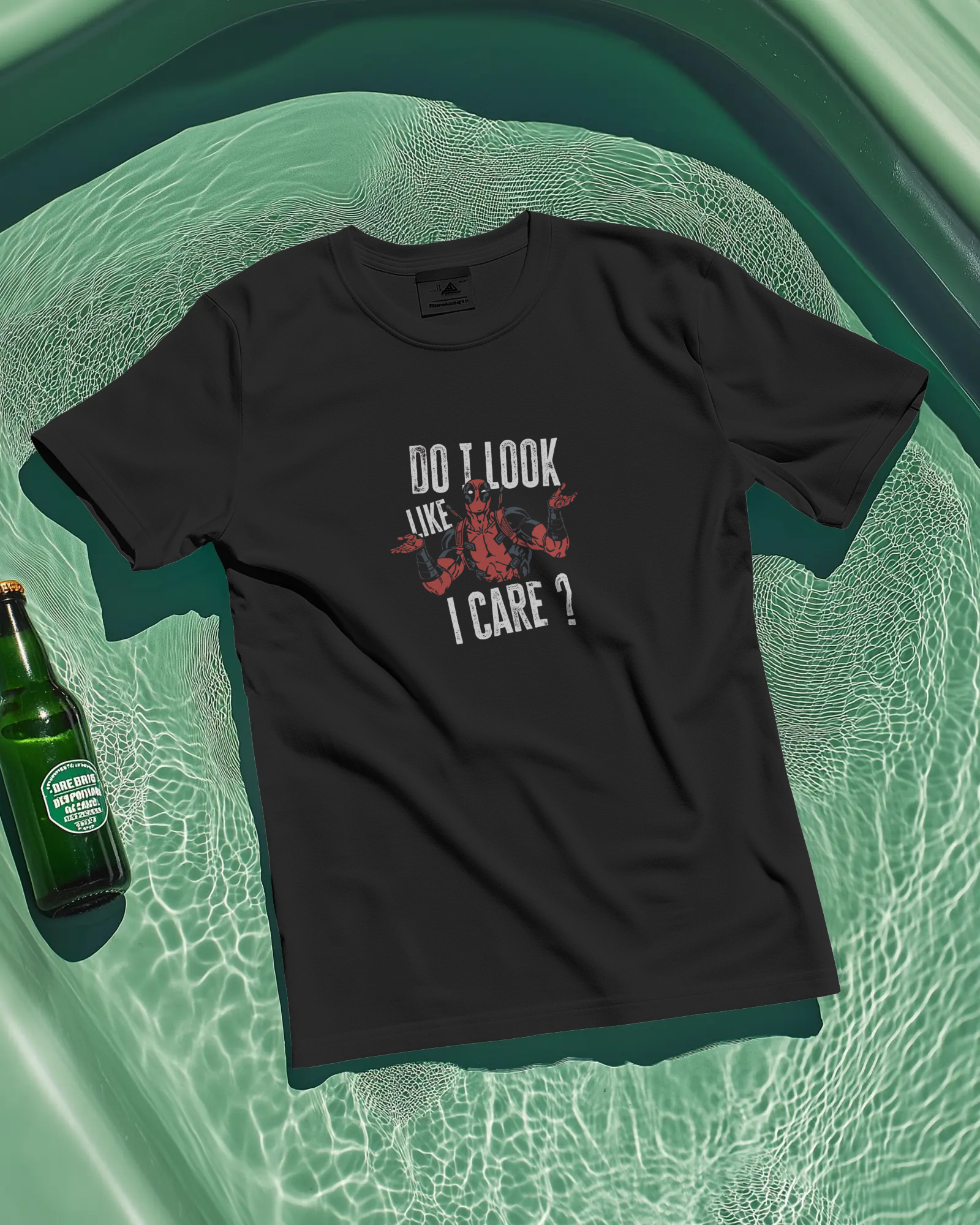 IDC t-shirt in black and maroon with typography print, view 2