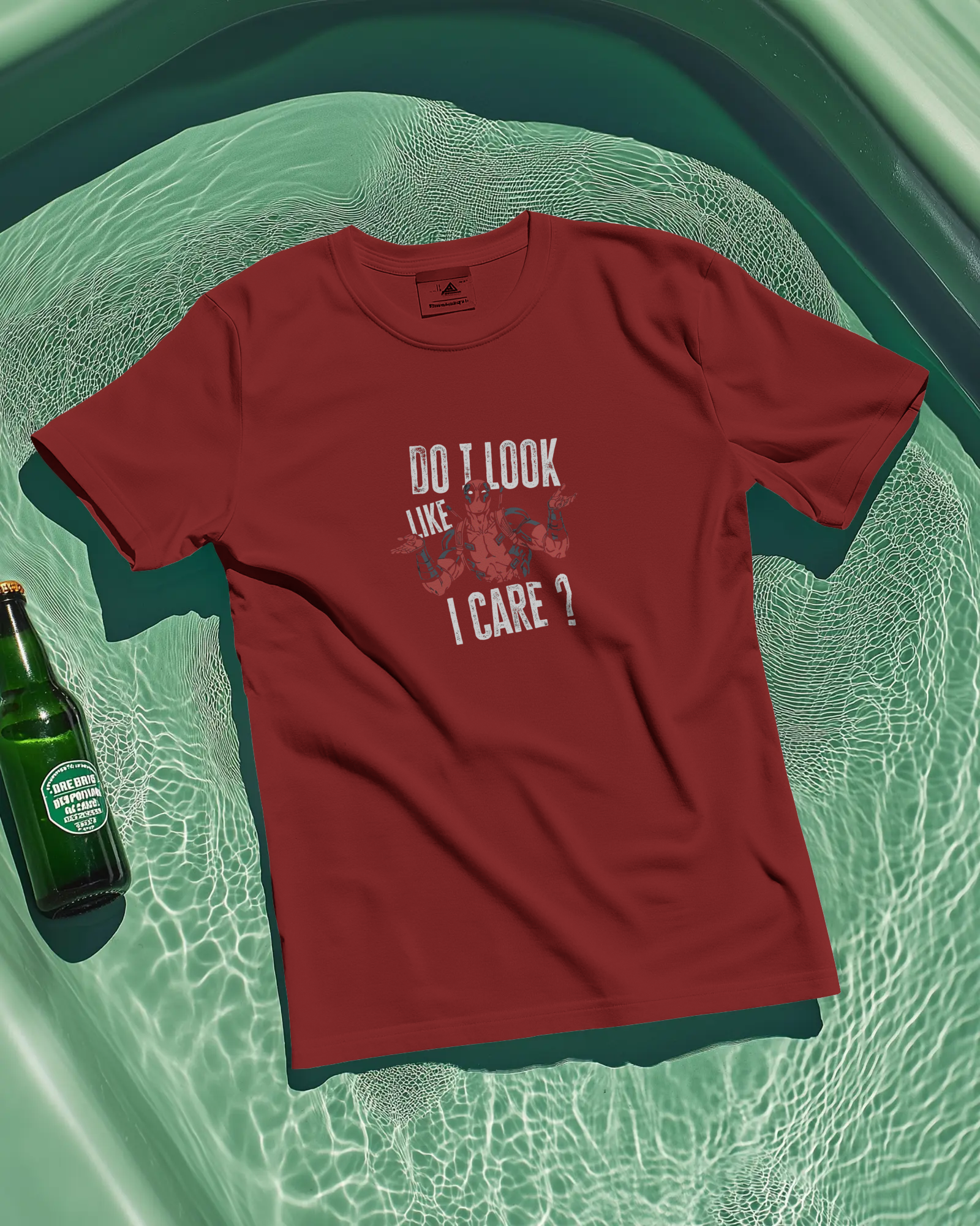 IDC t-shirt in black and maroon with typography print