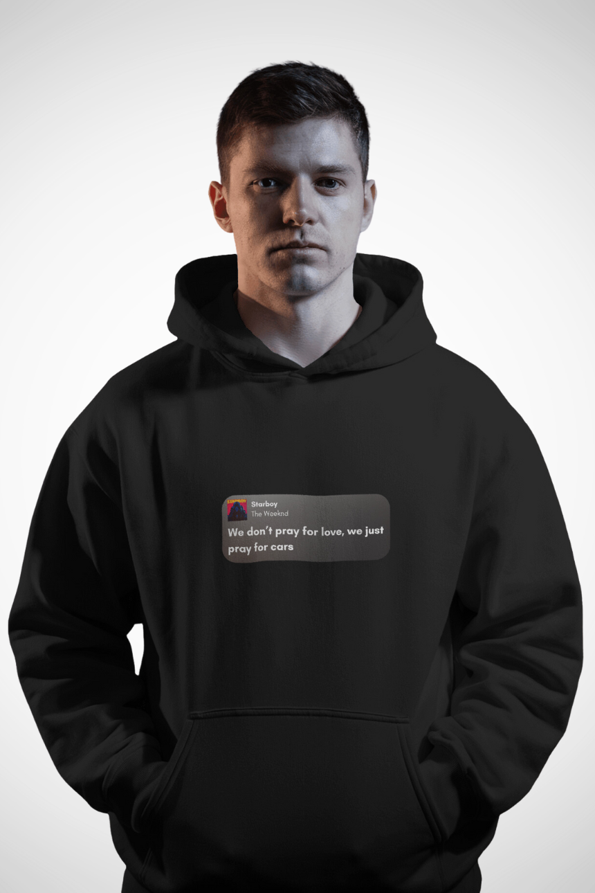 The Weekend black hoodie with urban graphic print