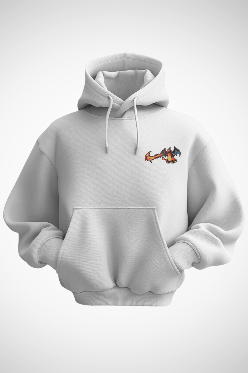 FlameSwoosh hoodie with dynamic flame graphic print
